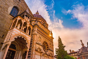 Church Basilica Santa Maria Maggiore in Bergamo, Citta Alta, Italy - obrazy, fototapety, plakaty