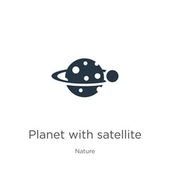 Planet with satellite icon vector. Trendy flat planet with satellite icon from nature collection isolated on white background. Vector illustration can be used for web and mobile graphic design, logo,