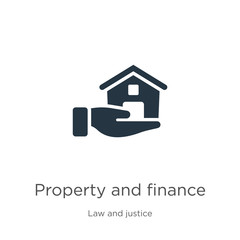 Property and finance icon vector. Trendy flat property and finance icon from law and justice collection isolated on white background. Vector illustration can be used for web and mobile graphic design,