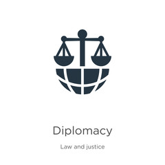 Diplomacy icon vector. Trendy flat diplomacy icon from law and justice collection isolated on white background. Vector illustration can be used for web and mobile graphic design, logo, eps10 - obrazy, fototapety, plakaty
