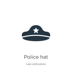 Police hat icon vector. Trendy flat police hat icon from law and justice collection isolated on white background. Vector illustration can be used for web and mobile graphic design, logo, eps10