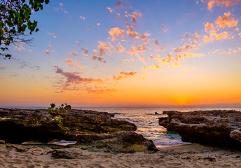 Sunset at Smith's Barcadere beach also known as Smith Cove in the South Sound area, Grand Cayman 