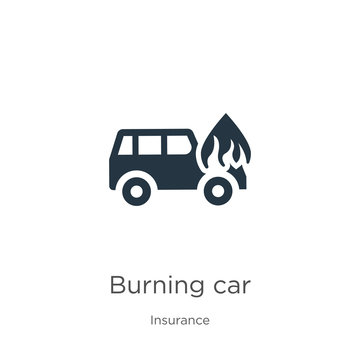 Burning car icon vector. Trendy flat burning car icon from insurance collection isolated on white background. Vector illustration can be used for web and mobile graphic design, logo, eps10