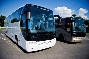 Fototapeta na wymiar Regional bus, for transportation of people between cities and villages
