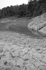 Dry earth along the Mekong River in North Laos