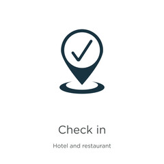 Check in icon vector. Trendy flat check in icon from accommodation collection isolated on white background. Vector illustration can be used for web and mobile graphic design, logo, eps10