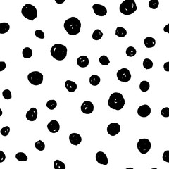 Dot doodles texture seamless pattern. Hand drawn circles.