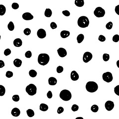 Dot doodles texture seamless pattern. Hand drawn circles.