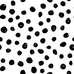 Dot doodles texture seamless pattern. Hand drawn circles.