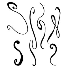 Vector monogram calligraphic element. Black and white engraved ink art. Isolated monogranms illustration element.