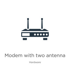 Modem with two antenna icon vector. Trendy flat modem with two antenna icon from hardware collection isolated on white background. Vector illustration can be used for web and mobile graphic design,