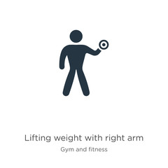 Lifting weight with right arm icon vector. Trendy flat lifting weight with right arm icon from gym and fitness collection isolated on white background. Vector illustration can be used for web and