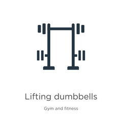 Lifting dumbbells icon vector. Trendy flat lifting dumbbells icon from gym and fitness collection isolated on white background. Vector illustration can be used for web and mobile graphic design, logo,