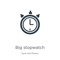 Big stopwatch icon vector. Trendy flat big stopwatch icon from gym and fitness collection isolated on white background. Vector illustration can be used for web and mobile graphic design, logo, eps10