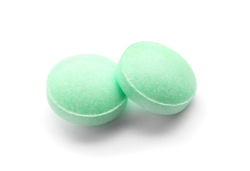 Color pills on white background