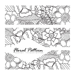 Floral border background - white and black flowers
