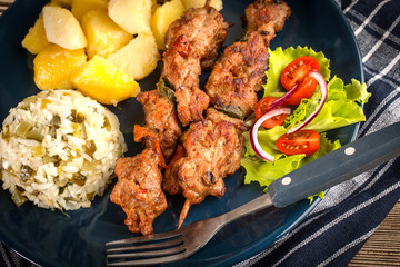Shish kebabs - grilled meat and vegetables