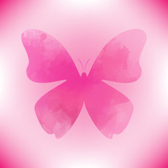Butterfly silhouette on pink background. Vector illustration.