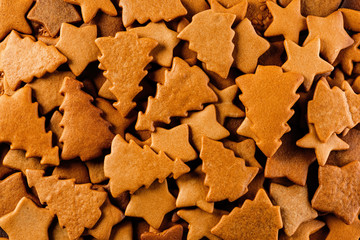 Gingerbread cookies close up. Christmas holiday concept.