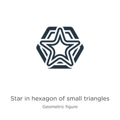 Star in hexagon of small triangles icon vector. Trendy flat star in hexagon of small triangles icon from geometry collection isolated on white background. Vector illustration can be used for web and