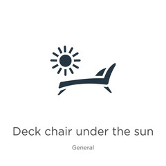 Deck chair under the sun icon vector. Trendy flat deck chair under the sun icon from general collection isolated on white background. Vector illustration can be used for web and mobile graphic design,
