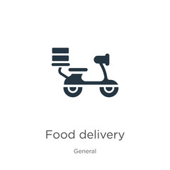 Food delivery icon vector. Trendy flat food delivery icon from general collection isolated on white background. Vector illustration can be used for web and mobile graphic design, logo, eps10