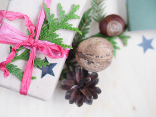background Christmas flat lay natural style
