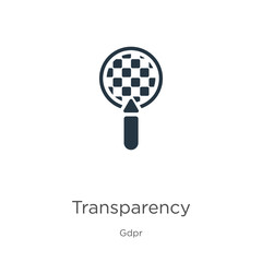 Transparency icon vector. Trendy flat transparency icon from gdpr collection isolated on white background. Vector illustration can be used for web and mobile graphic design, logo, eps10