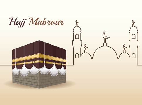 hajj mabrur celebration with mosque scene