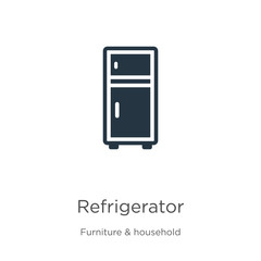 Refrigerator icon vector. Trendy flat refrigerator icon from furniture and household collection isolated on white background. Vector illustration can be used for web and mobile graphic design, logo,