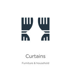 Curtains icon vector. Trendy flat curtains icon from furniture & household collection isolated on white background. Vector illustration can be used for web and mobile graphic design, logo, eps10