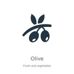 Olive icon vector. Trendy flat olive icon from fruits collection isolated on white background. Vector illustration can be used for web and mobile graphic design, logo, eps10