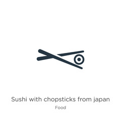 Sushi with chopsticks from japan icon vector. Trendy flat sushi with chopsticks from japan icon from food collection isolated on white background. Vector illustration can be used for web and mobile