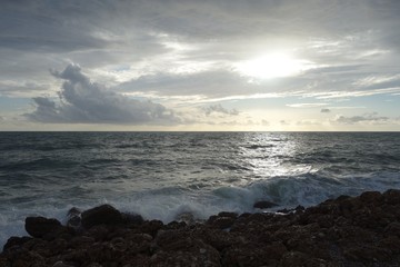 Autumn sky rock beach sea 