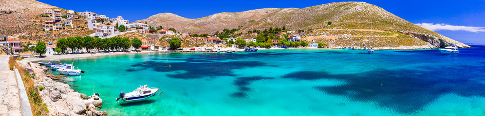 Amazing Greece  - Kalymnos island, charming Vlichadia village and beautiful beach with crystal sea.