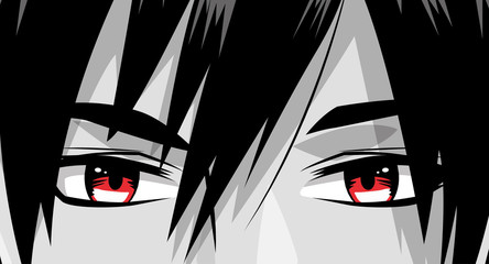 Fototapety  face young man monochrome anime style character
