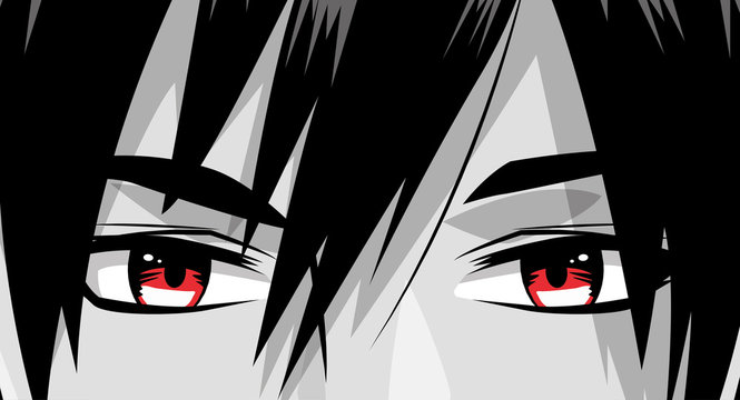 face young man monochrome anime style character