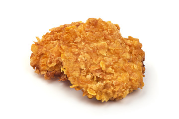 Fried Chicken strips in breadcrumbs, isolated on white background
