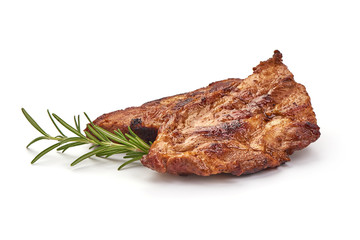 Roasted pork ribs, grilled meat, isolated on white background