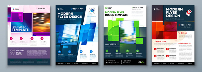 Flyer Template Layout Design. Corporate Business Flyer, Report, Catalog, Magazine Mockup. Creative modern bright concept with square shapes