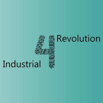 Background of the future on the theme of the fourth industrial revolution. Design with 4IR image and free space for text.