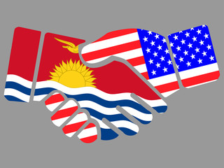 Kiribati and USA flags Handshake vector