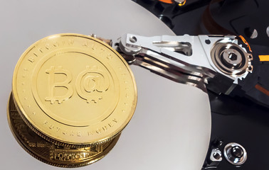 Inside a hard drive blockchain Coin of bitcoin