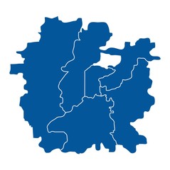 Blue outline map of Ahmedabad