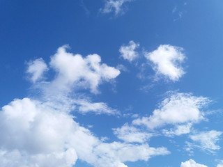 Obraz premium Light fluffy white clouds against blue sky on a sunny day