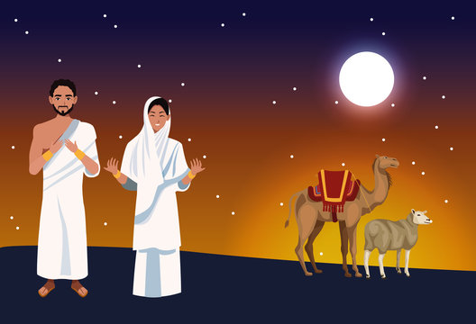 group of muslims couple characters