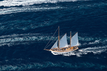 French Riviera - Old sail race side and above aerial view in St -Tropez