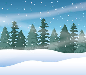 forest snowscape scene nature icon