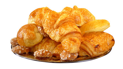aliment, fond blanc, détouré, croissant, pâtisserie, petit déjeuner, pain, isolé, boulangerie, blanc, français, bonbon, casse-croûte, frais, chignon, assiette, dessert, repas, croissant, brun, délicie