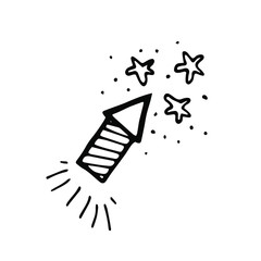 Cute doodle firework icon. Hand drawn vector illustration. Festive elements for greeting cards, posters, stickers decoration decor. Isolated on white background